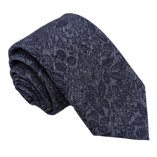 Navy Woodland Leaves Wedding Tie