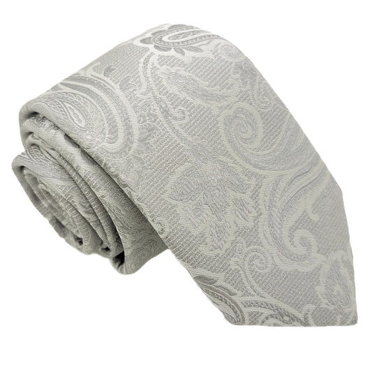 Pearl Grey Baroque Paisley Wedding Tie