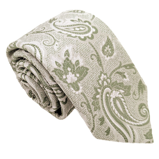 Wild Sage Baroque Paisley Wedding Tie