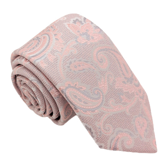Rose Pink Baroque Paisley Wedding Tie