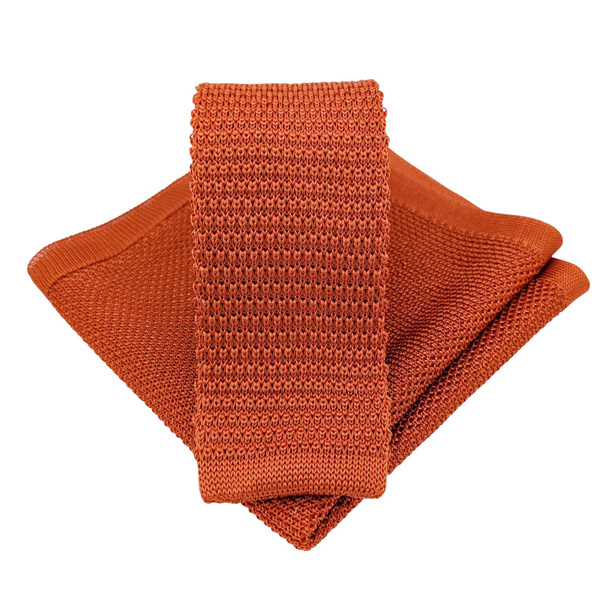 Rust Knitted Silk Pocket Square