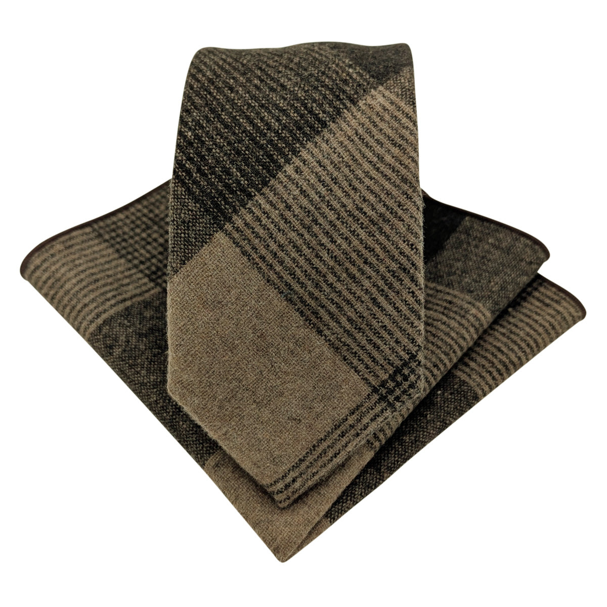 Beige & Brown Check Pocket Square