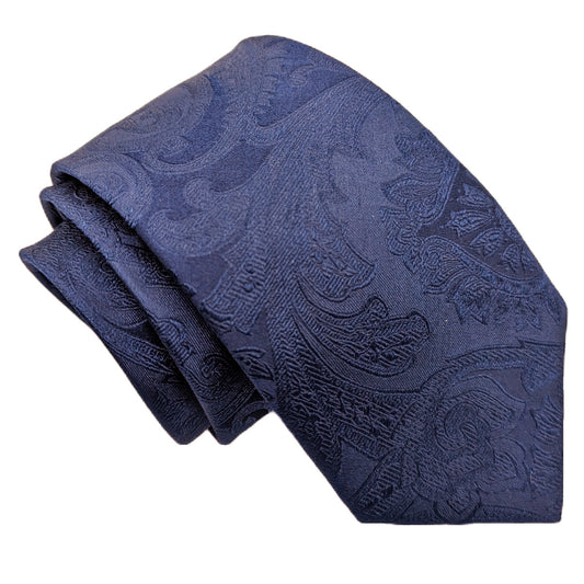 Navy Paisley Silk Wedding Tie