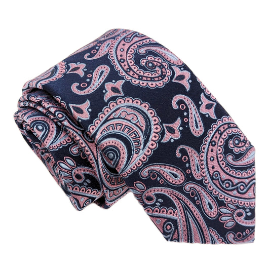 Navy & Pink Paisley Wedding Tie
