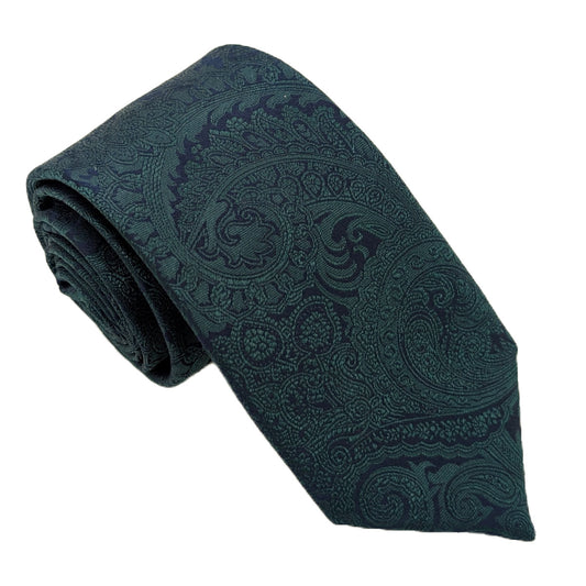 Bottle & Navy Paisley Wedding Tie
