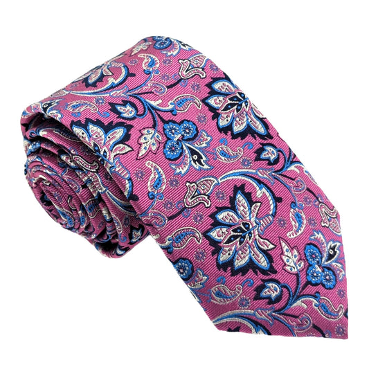 Pink Flowers Wedding Tie