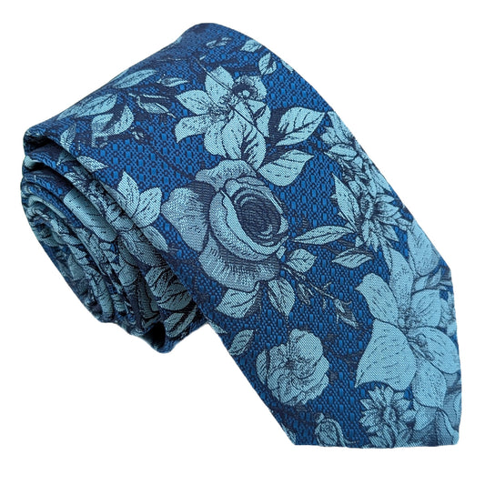 Teal Vintage Floral Wedding Tie