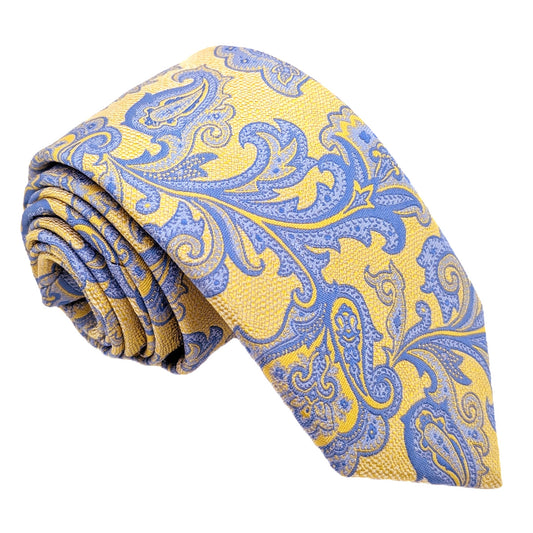 Yellow Fancy Paisley Wedding Tie