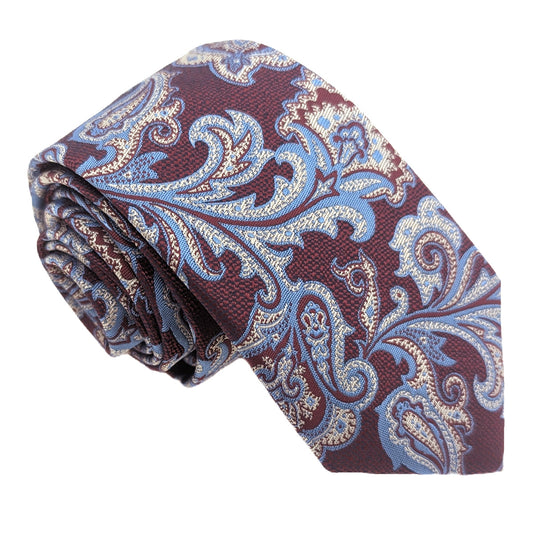 Burgundy Fancy Paisley Wedding Tie