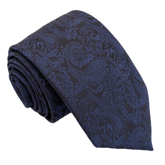 Black & Navy Paisley Wedding Tie