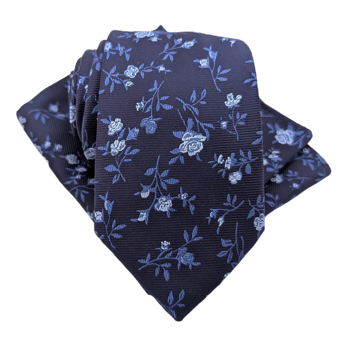 Navy & Sky Roses Pocket Square