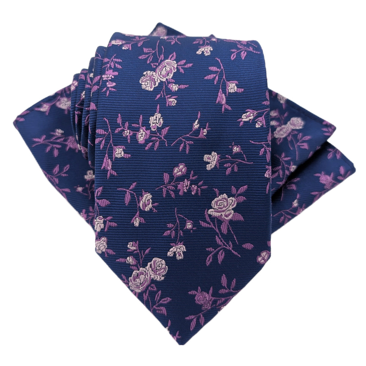 Navy & Pink Roses Pocket Square