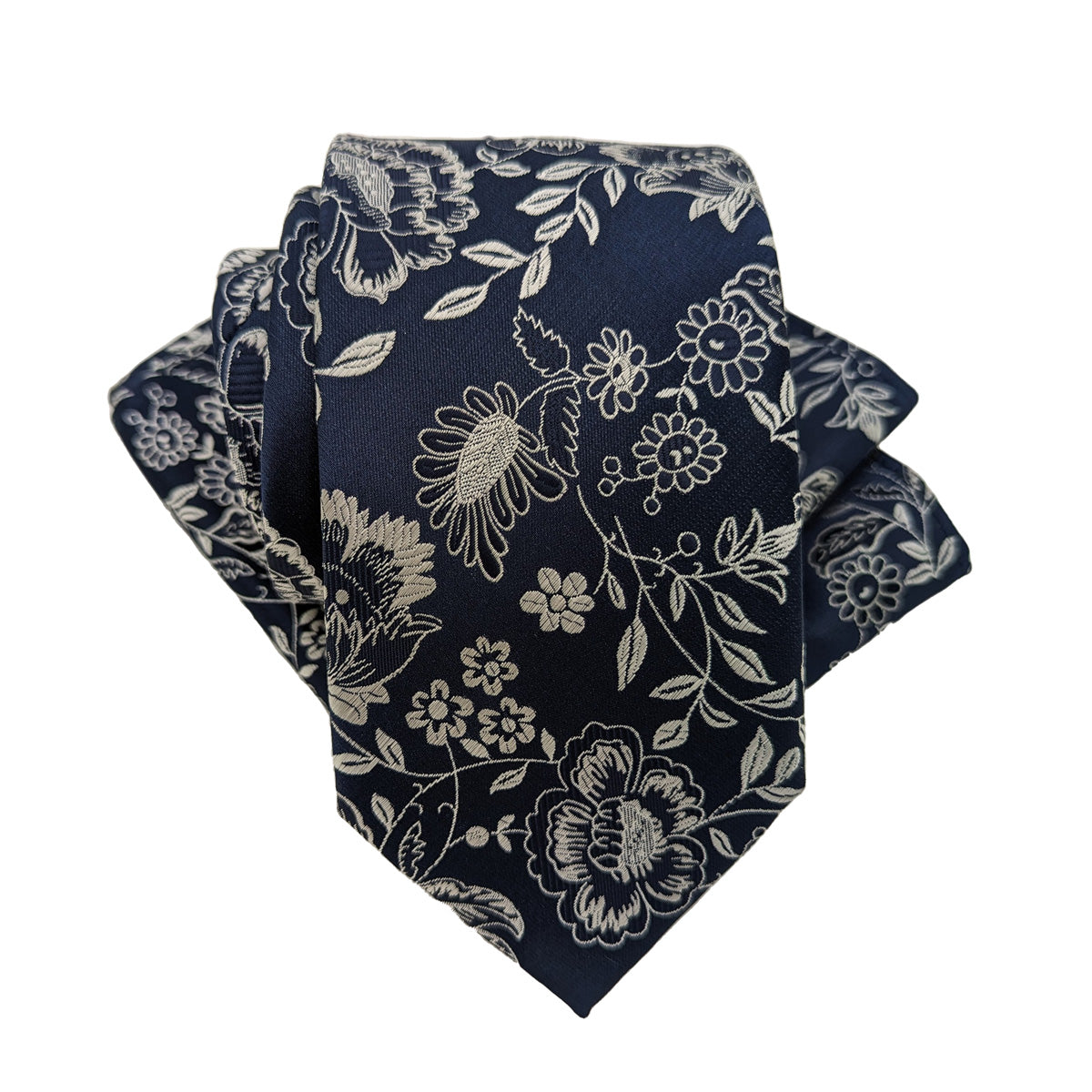 Pewter Blossom Pocket Square