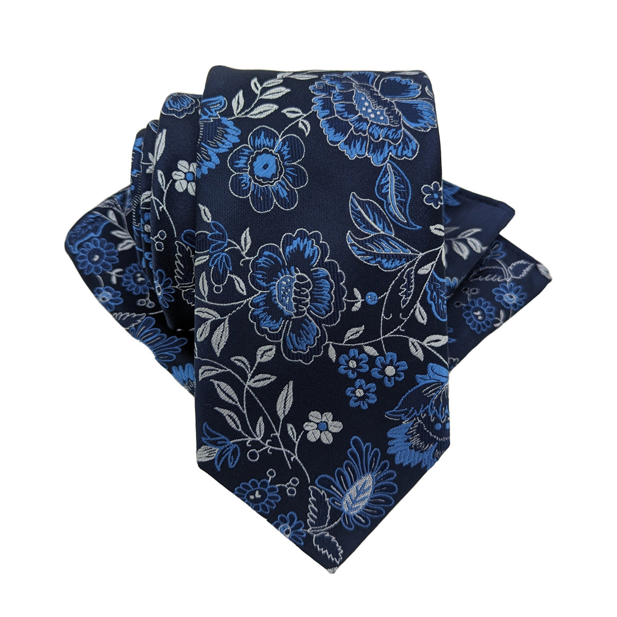Navy Blossom Pocket Square
