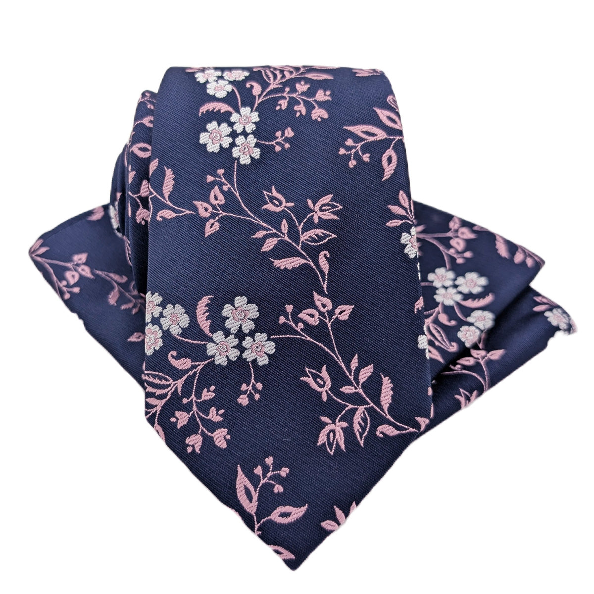 Navy & Pink Floral Pocket Square