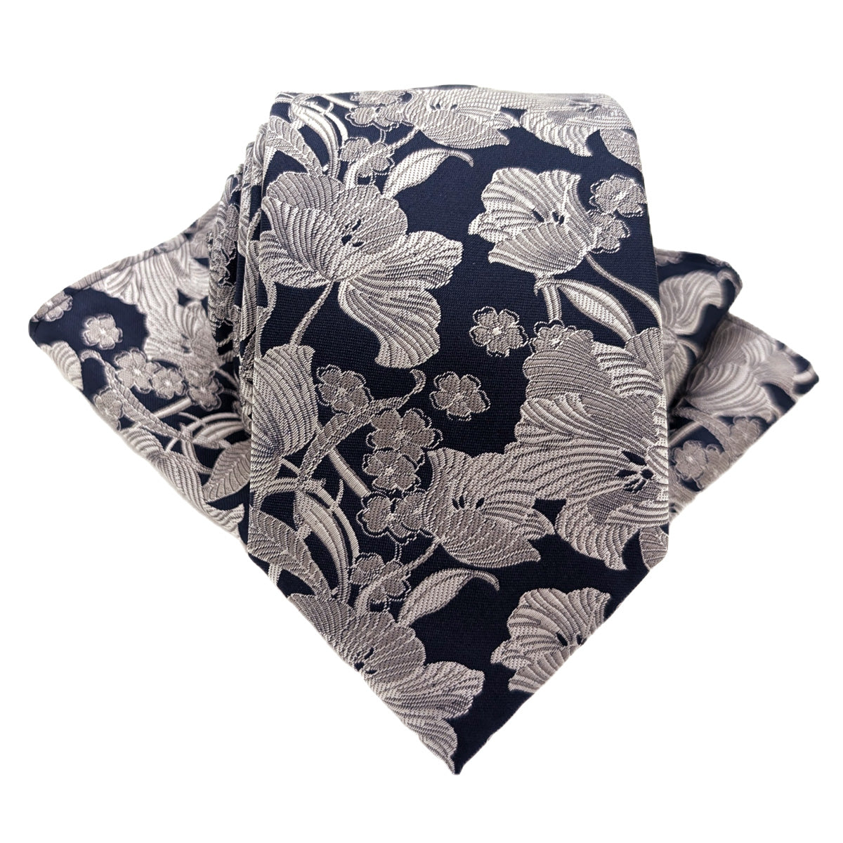 Pewter Flowers Pocket Square