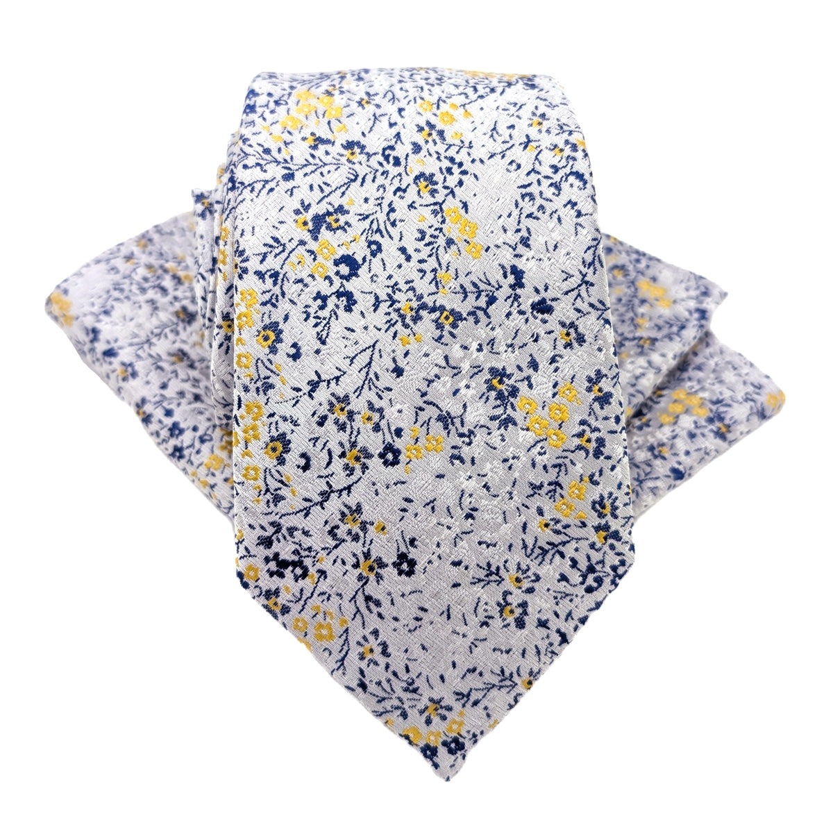 Yellow & Silver Ditsy Floral Wedding Swatch