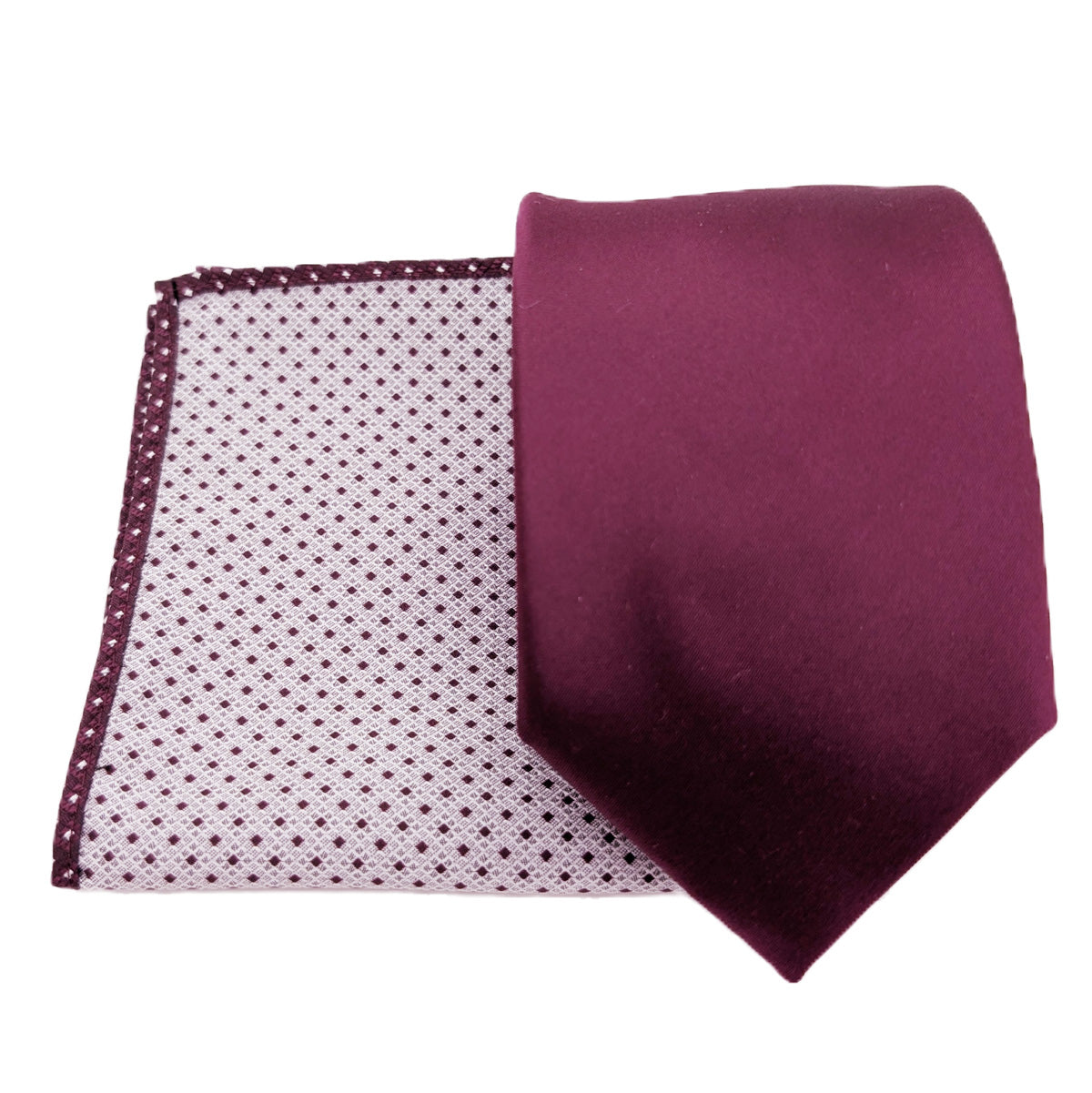 Mix and Match - Cassis Patterned & Cassis Wedding Tie Set