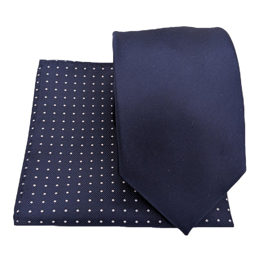 Mix and Match - Navy Patterned & Navy Wedding Tie Set