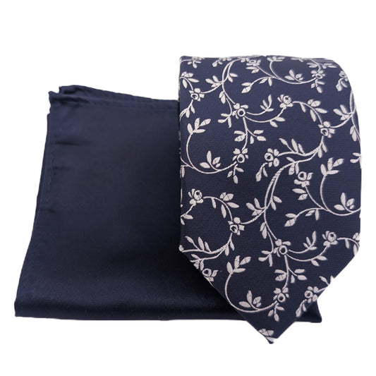 Mix and Match - Navy Patterned & Navy Wedding Tie Set