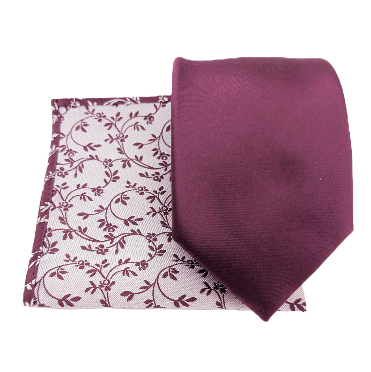 Mix and Match - Cassis Patterned & Cassis Wedding Tie Set