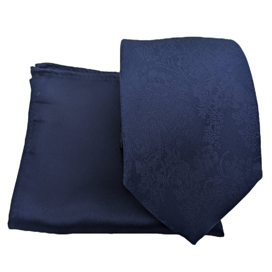 Mix and Match - Navy Patterned & Navy Wedding Tie Set