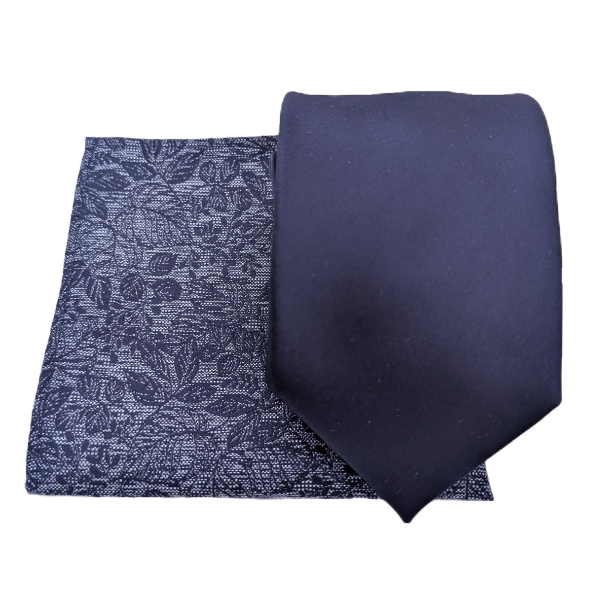 Navy Woodland Leaves Pocket Square