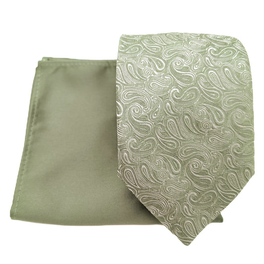Mix and Match - Sage Patterned & Sage Wedding Tie Set