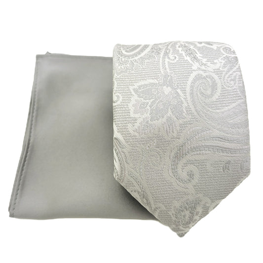 Mix and Match - Grey Patterned & Grey Wedding Tie Set