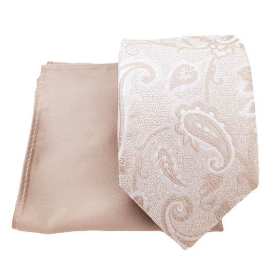 Mix and Match - Oyster Patterned & Oyster Wedding Tie Set