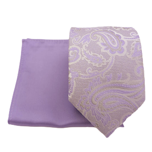 Mix and Match - Purple Patterned & Purple Wedding Tie Set