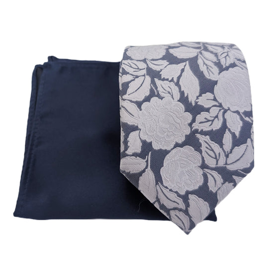 Mix and Match - Navy Patterned & Navy Wedding Tie Set