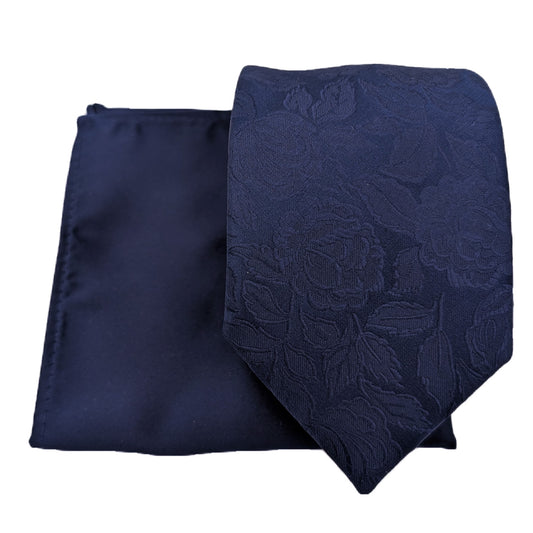 Mix and Match - Navy Patterned & Navy Wedding Tie Set