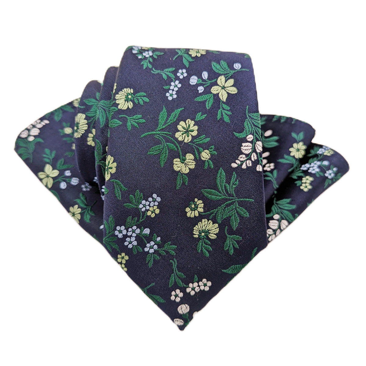 Navy & Meadow Floral Silk Wedding Tie