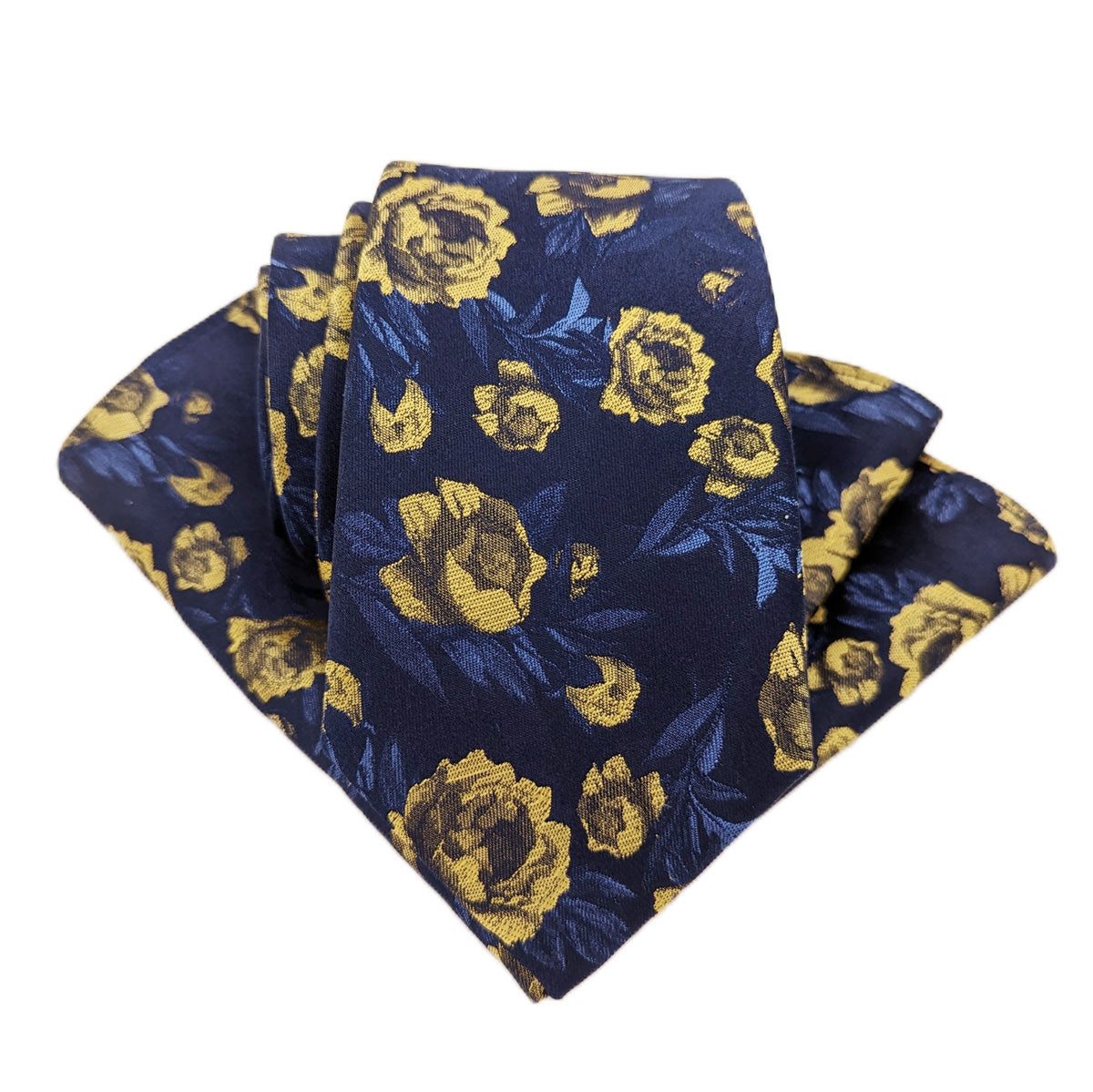 Midnight Yellow Rose Silk Wedding Tie