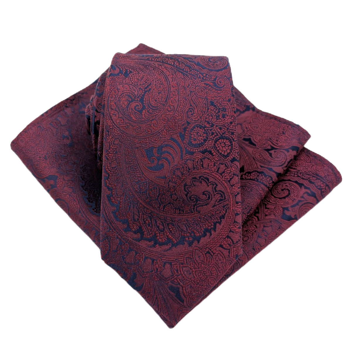 Burgundy & Navy Paisley Pocket Square