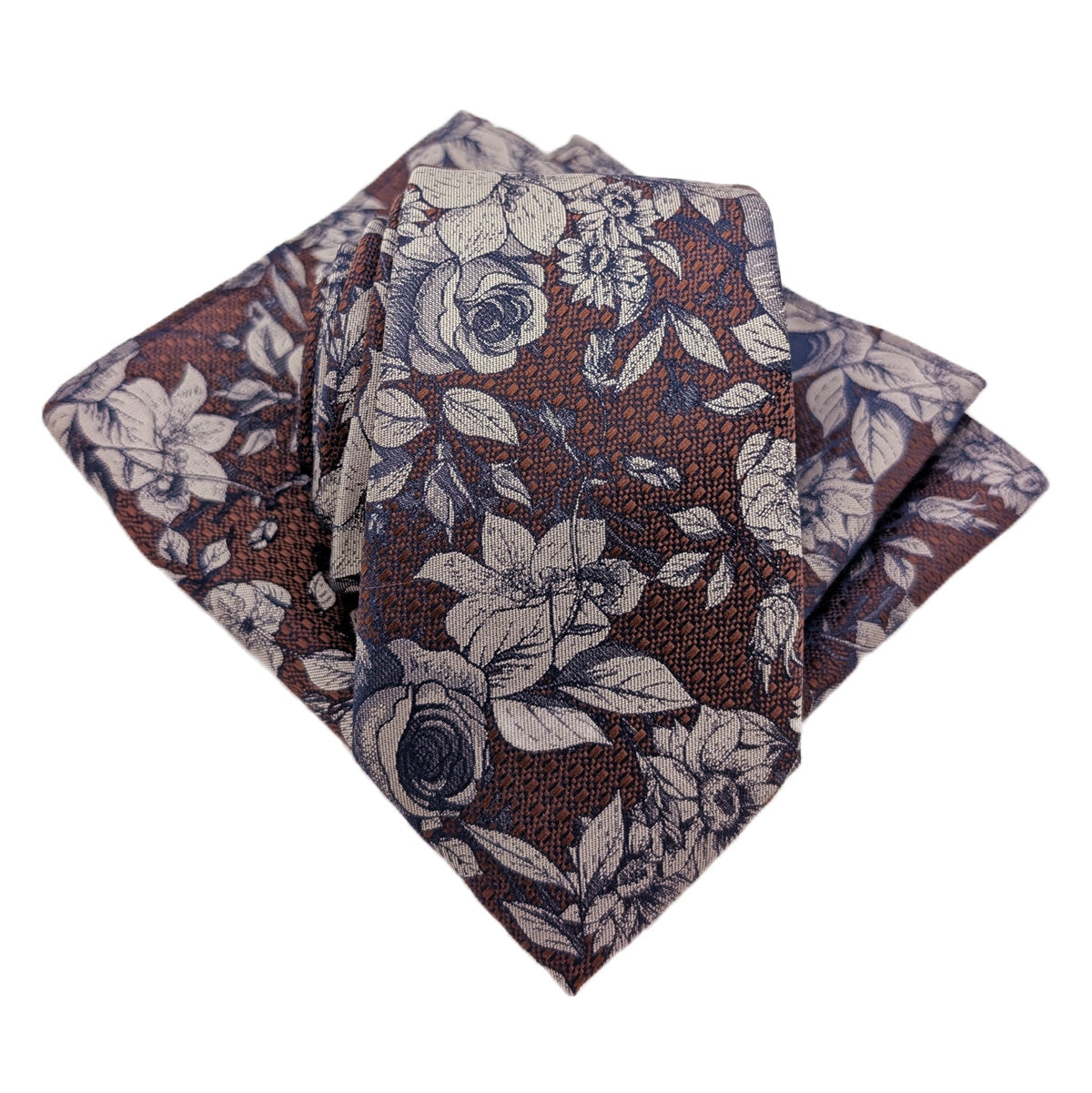 Bronze Vintage Floral Pocket Square