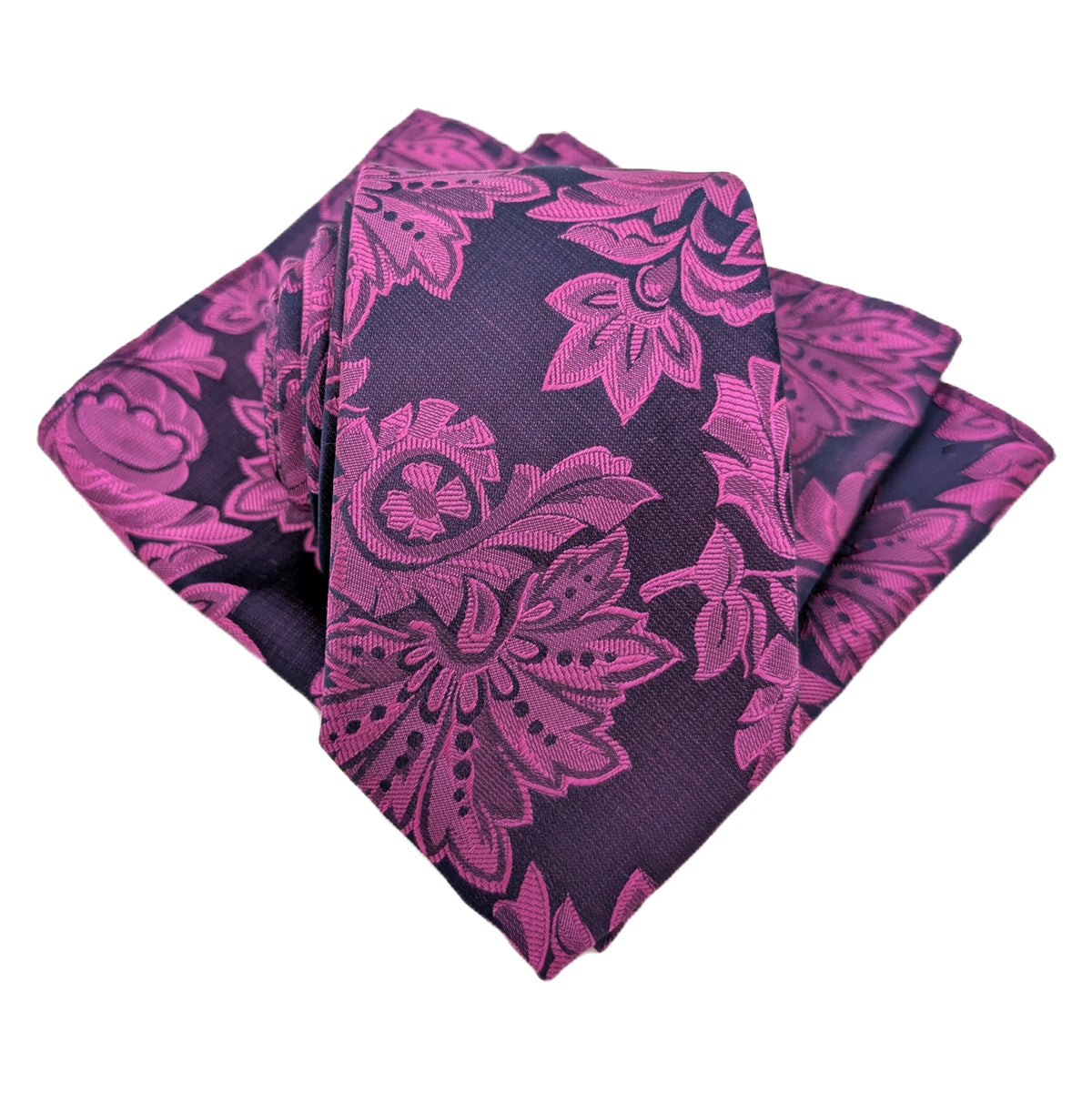 Magenta Vintage Flowers Pocket Square