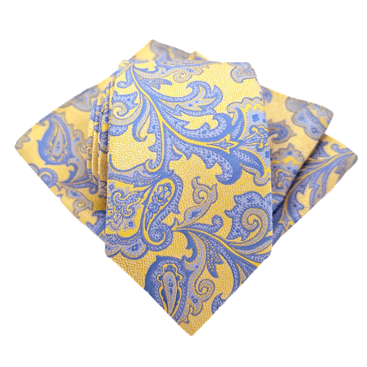 Yellow Fancy Paisley Pocket Square