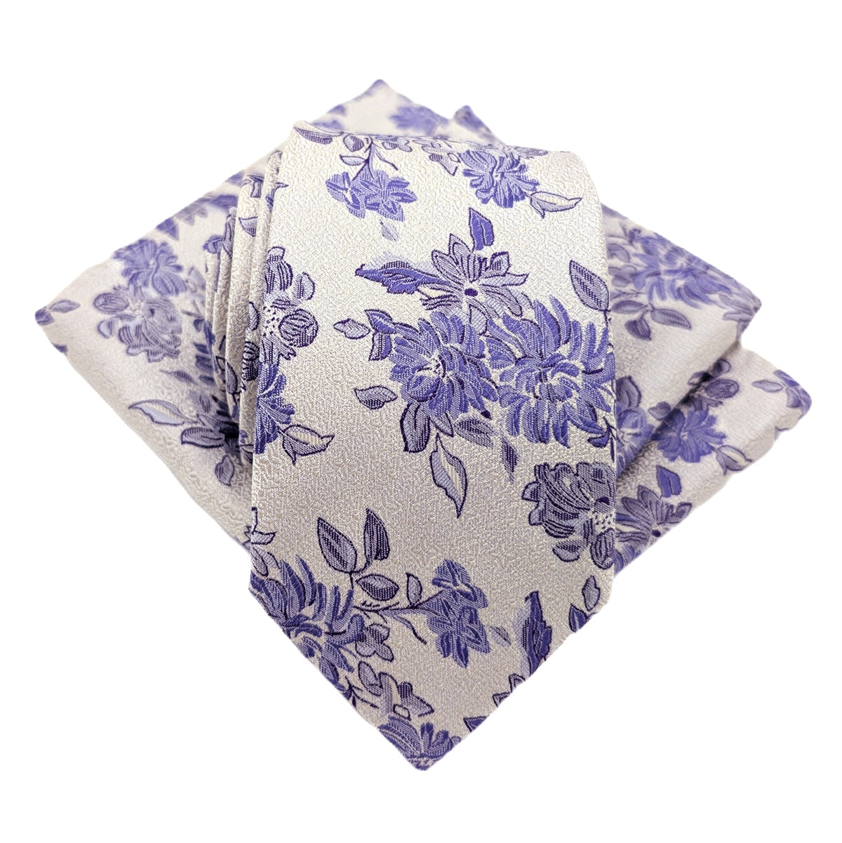 Purple Floral Silk Pocket Square