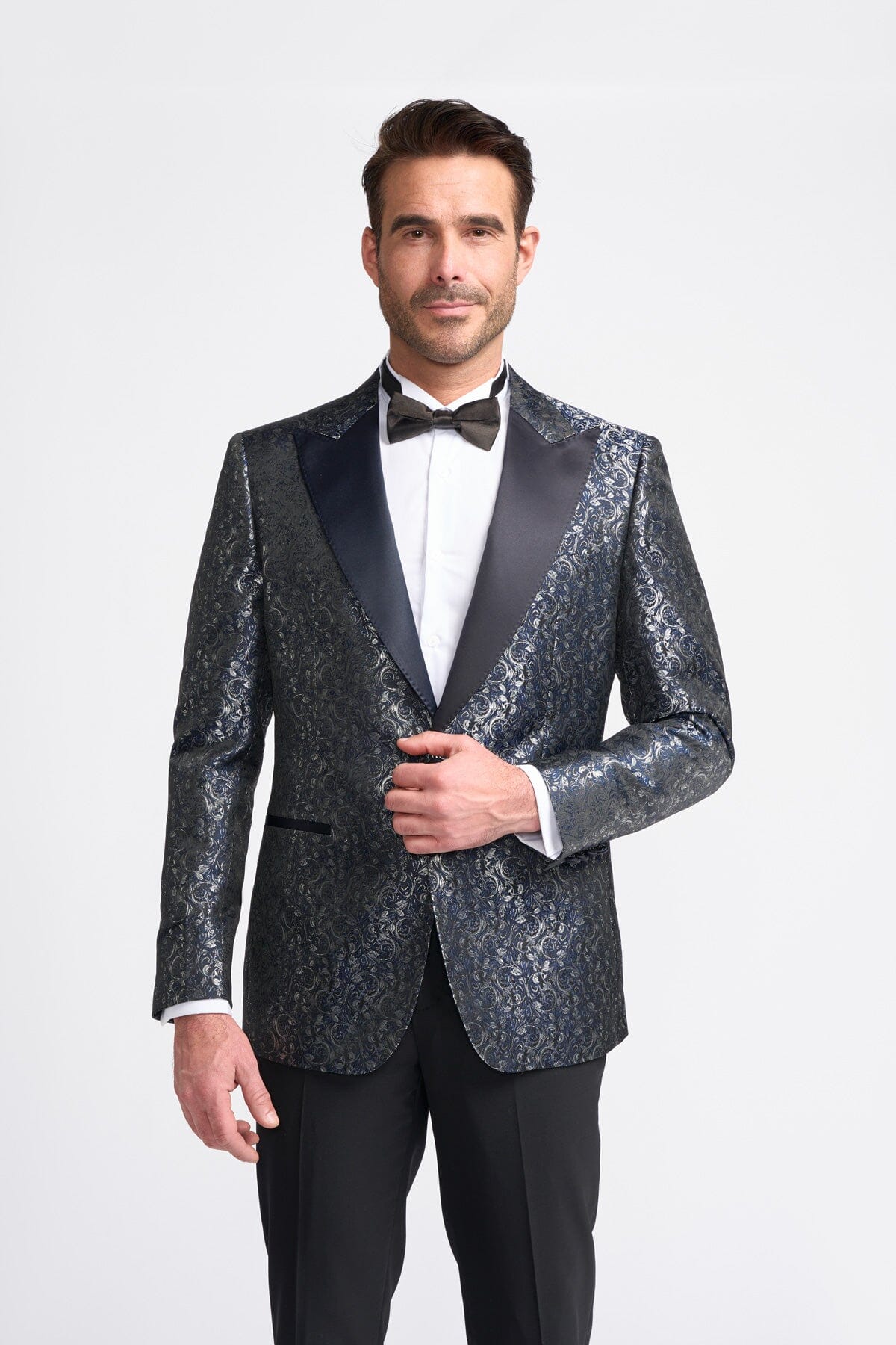 Toros Navy & Silver Tuxedo Blazer - Blazers & Jackets - 34R