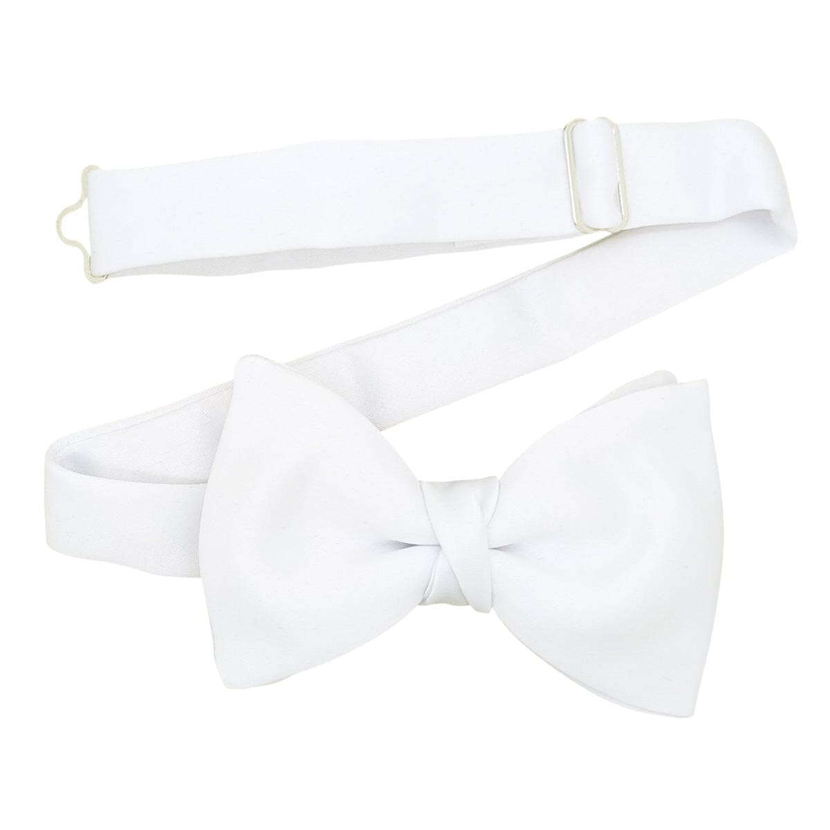 white silk self tie bow tie