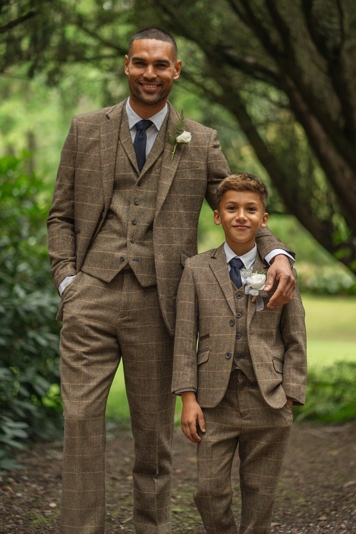 Albert Brown Tweed Boys 3 Piece Wedding Suit