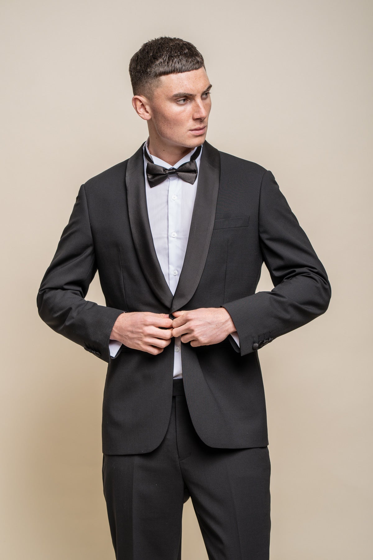 Aspen Black Tuxedo Wedding Suit Swatch - Swatch - - Swagger & Swoon