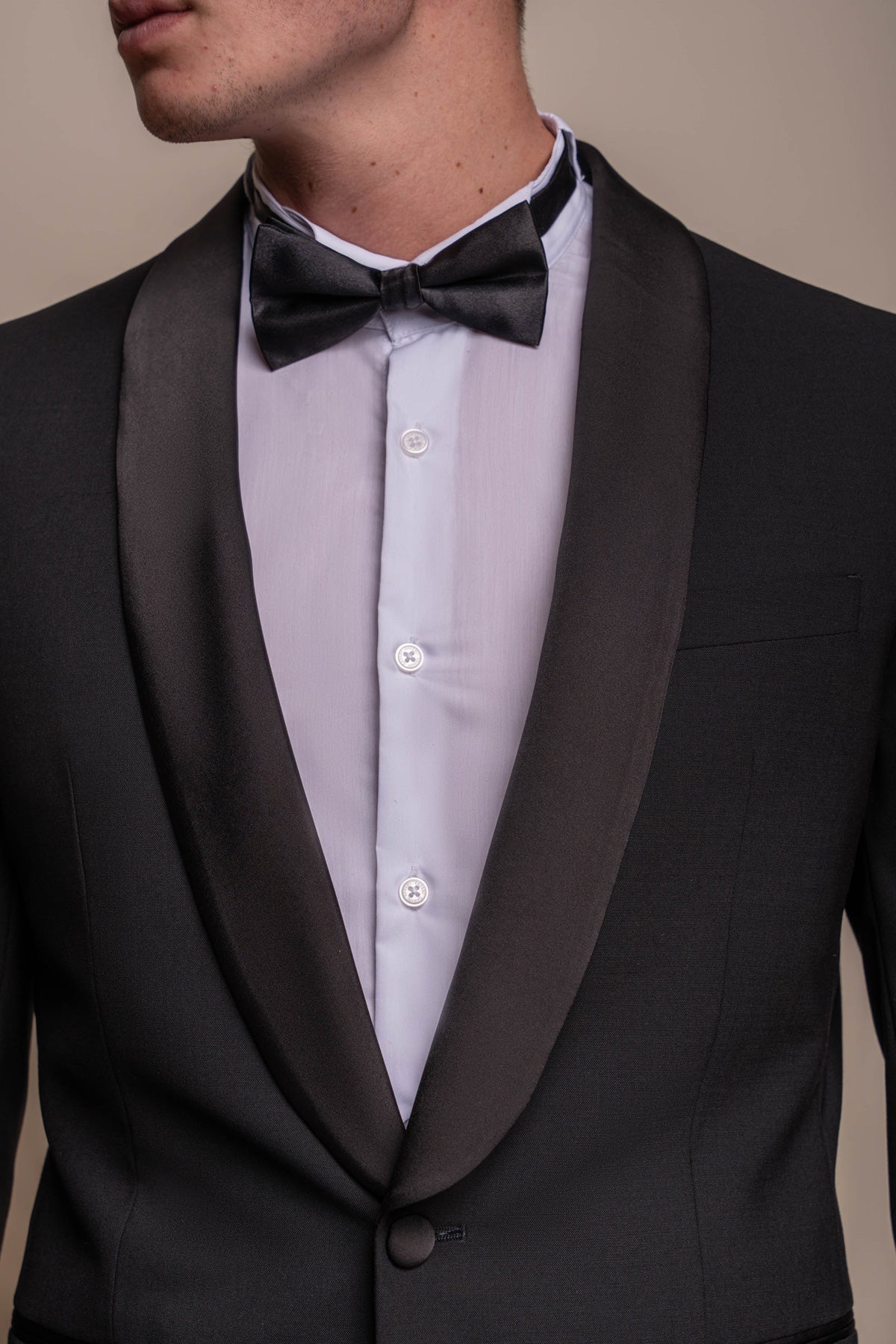 Aspen Black Tuxedo Wedding Suit Swatch - Swatch - - Swagger & Swoon