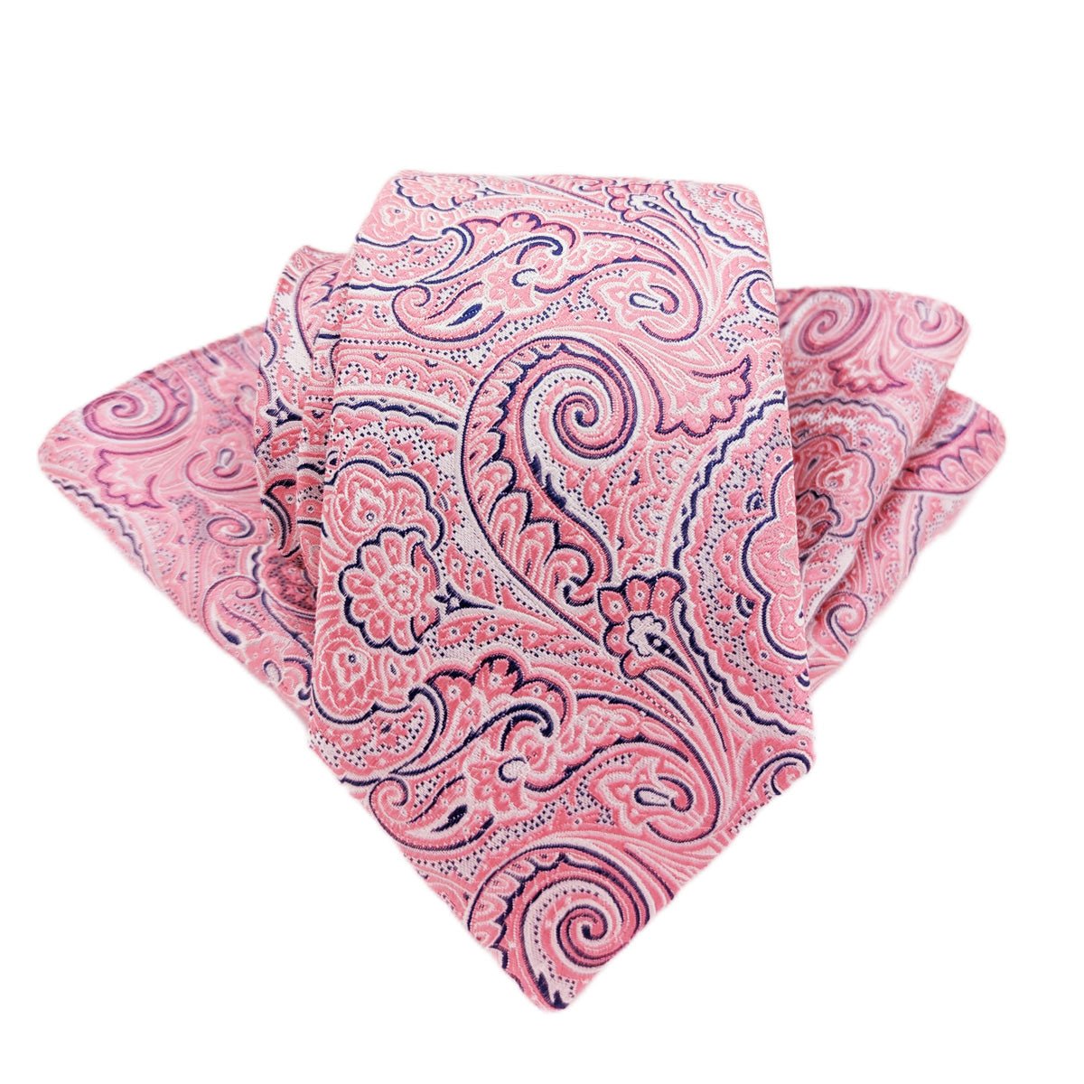 Coral Paisley Silk Pocket Square - Wedding Pocket Square - - Swagger & Swoon
