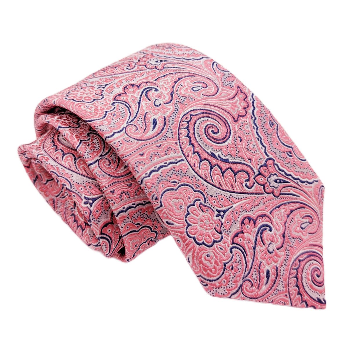 Coral Paisley Silk Wedding Tie - Wedding Tie - Regular - Swagger & Swoon