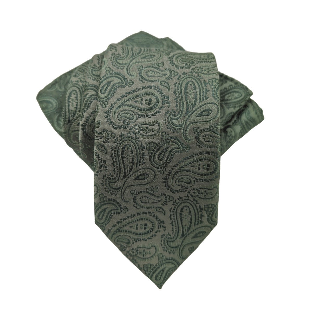 Dark Sage Paisley Pocket Square - Wedding Pocket Square - - Swagger & Swoon