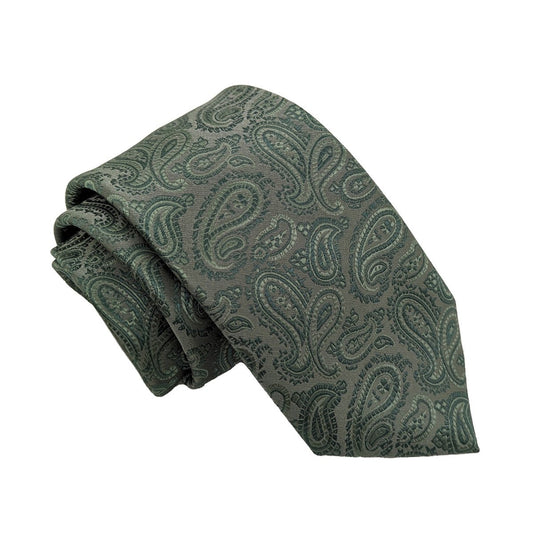 Dark Sage Paisley Wedding Tie - Wedding Tie - Regular - Swagger & Swoon