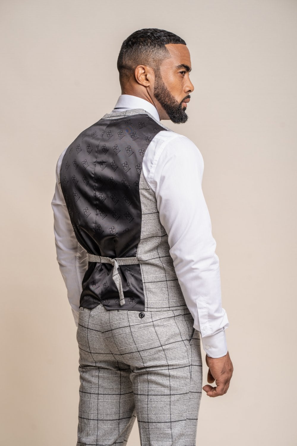 Ghost Pale Grey Checked Waistcoat